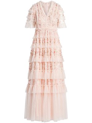 Needle & Thread Calathea floral-embroidered tulle gown - Pink