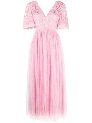 Needle & Thread Celestia floral-appliqué flared tulle dress - Pink