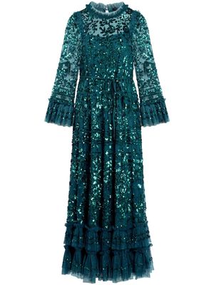 Needle & Thread Celia sequin-embellished gown - Green