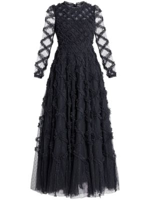 Needle & Thread embroidered full-skirt dress - Black