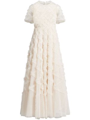 Needle & Thread Evelyn ruffled tulle gown - Neutrals