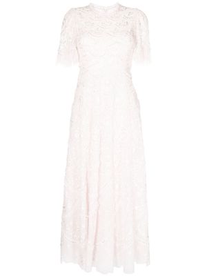 Needle & Thread floral-embroidered tulle overlay dress - Pink