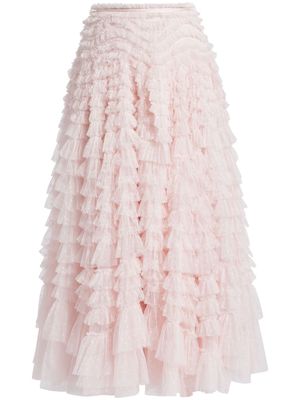 Needle & Thread Florence ruffled midi skirt - Pink