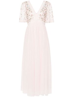 Needle & Thread Garland floral-embroidered tulle gown - Pink