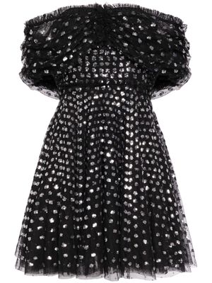 Needle & Thread Grace Gloss off-shoulder minidress - Black