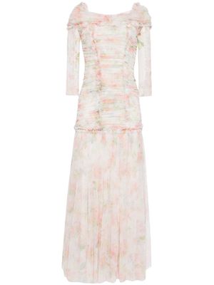 Needle & Thread Immortal Rose ruched dress - White