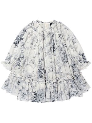 NEEDLE & THREAD KIDS floral-print long-sleeve dress - White