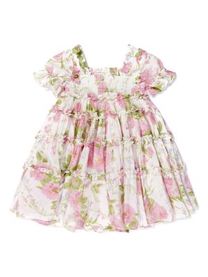 NEEDLE & THREAD KIDS floral-print tiered cotton dress - Neutrals