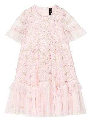 NEEDLE & THREAD KIDS Primrose floral-embroidered dress - Pink