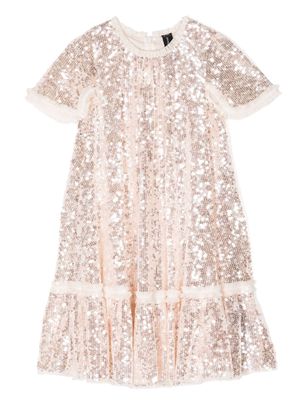 NEEDLE & THREAD KIDS sequin-embelished recycled polyester dress - Pink