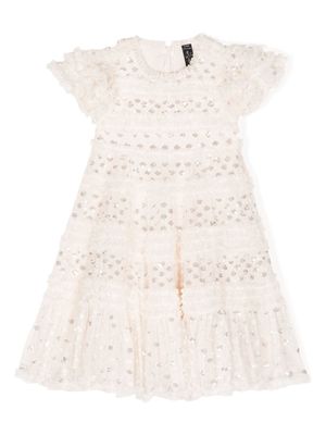 NEEDLE & THREAD KIDS sequin-embellished ruffled dress - White