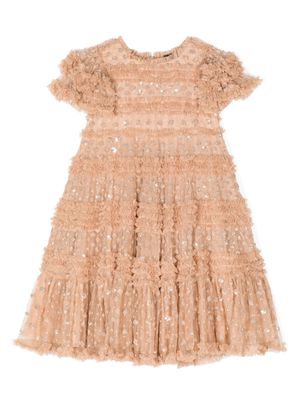 NEEDLE & THREAD KIDS Vivian sequin-embellished dress - Brown