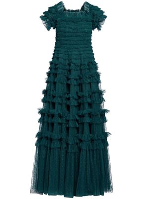 Needle & Thread Lisette ruffled gown - Green