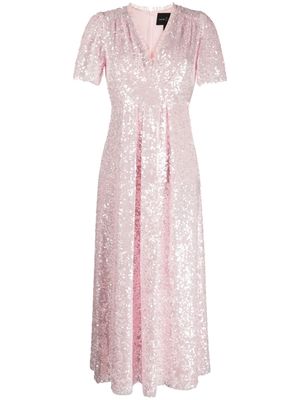 Needle & Thread Mila sequin-embellished V-neck midi dress - Pink