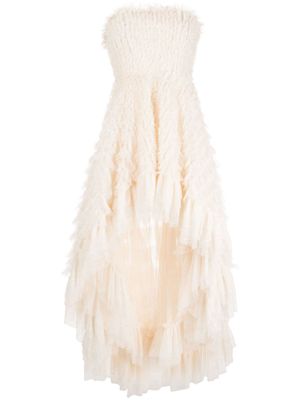 Needle & Thread Mis strapless ruffled gown - White