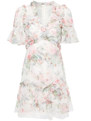 Needle & Thread Paradise Garden floral-print minidress - White