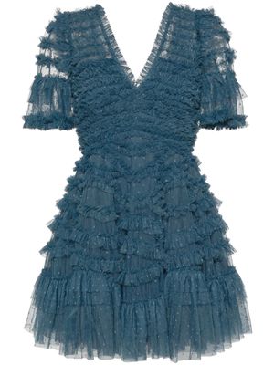 Needle & Thread Pheomix ruffled minidress - Blue
