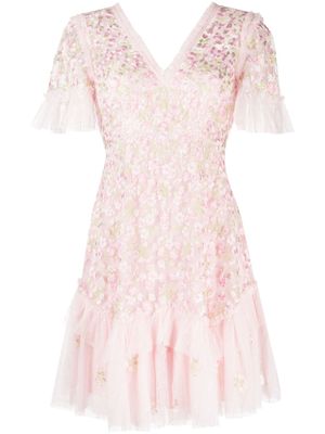 Needle & Thread Primrose floral-embroidered dress - Pink
