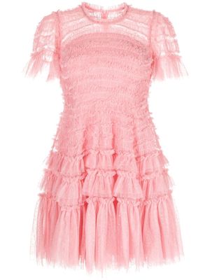 Needle & Thread ruched flared mini dress - Pink