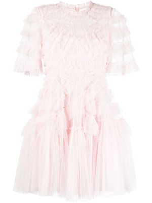 Needle & Thread ruffled tulle mini-dress - Pink