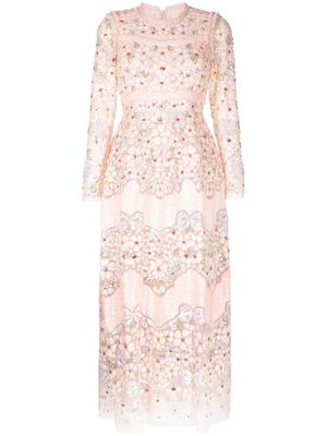 Needle & Thread sequin-embellished floral maxi dress - Pink