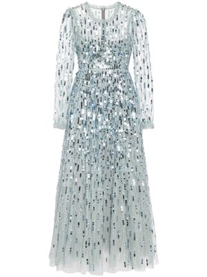 Needle & Thread sequin-embellished long-sleeve gown - Green