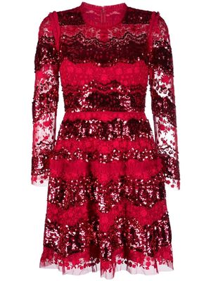 Needle & Thread sequin-embellished mini dress - Red