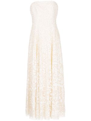 Needle & Thread sequin-embellished strapless dress - White