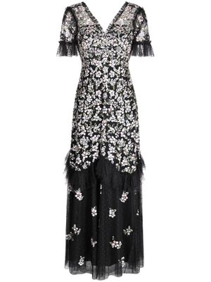 Needle & Thread sequin-embellished V-neck dress - Black