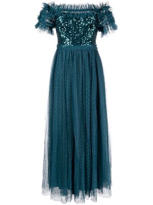 Needle & Thread Sequin Wreath Bodice Ankle gown - Green