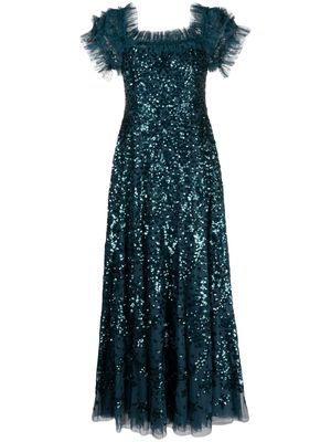 Needle & Thread sequinned off-shoulder maxi dress - Green