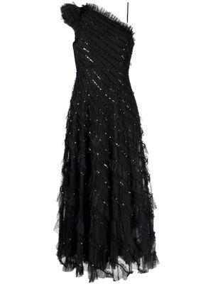 Needle & Thread sequinned one-shoulder maxi dress - Black