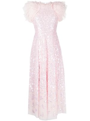Needle & Thread sequinned ruffled maxi dress - Pink
