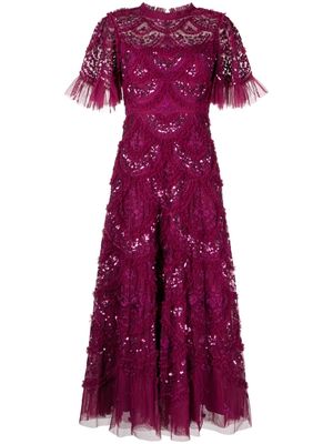 Needle & Thread sequinned ruffled maxi dress - Purple