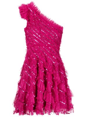 Needle & Thread sequinned ruffled minidress - Purple