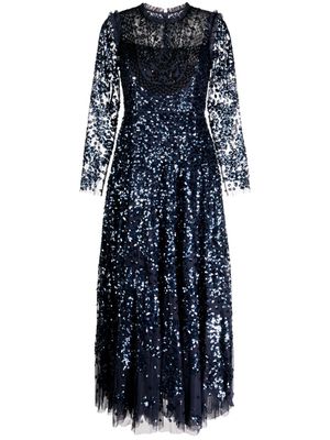 Needle & Thread sequinned semi-sheer maxi dress - Blue