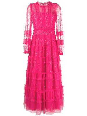 Needle & Thread sequinned semi-sheer maxi dress - Pink