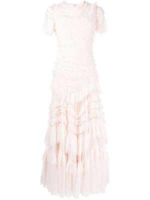 Needle & Thread short-sleeve ruffled gown - Pink