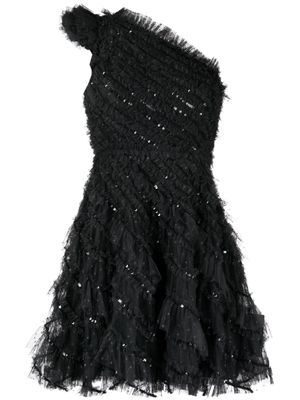 Needle & Thread Spiral sequinned minidress - Black