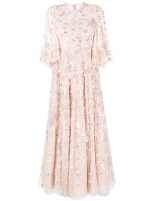 Needle & Thread star-embellished short-sleeve gown - Pink