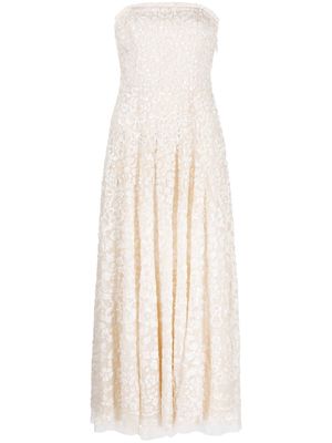Needle & Thread strapless sequinned midi dress - White