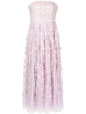 Needle & Thread Victoria Ditsy strapless gown - Purple
