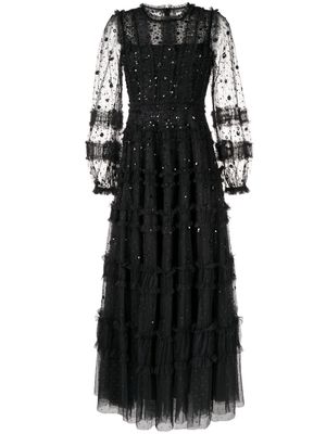 Needle & Thread Violet Shimmer sequin-embellished gown dress - Black