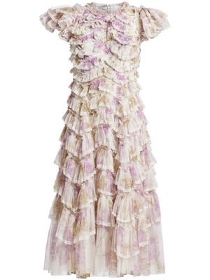 Needle & Thread Wisteria ruffled lace gown - Pink