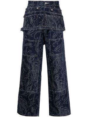 Needles Apron patterned-jacquard jeans - Blue