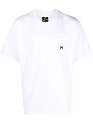 Needles butterfly-embroidered crew-neck T-shirt - White