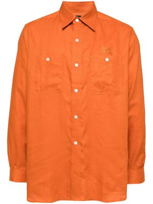 Needles butterfly-embroidery linen shirt - Orange