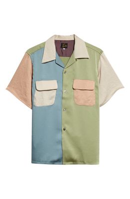Needles Colorblock Sateen Camp Shirt in A-Light Tone