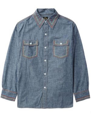 Needles contrast-stitching denim shirt - Blue