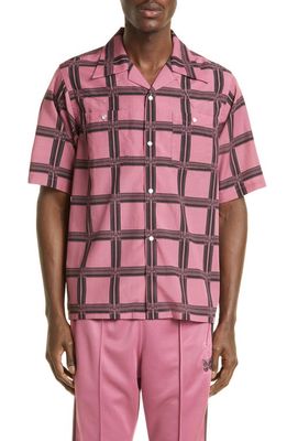 Needles Cowboy One-Up Grid Print Camp Shirt in A-Pink